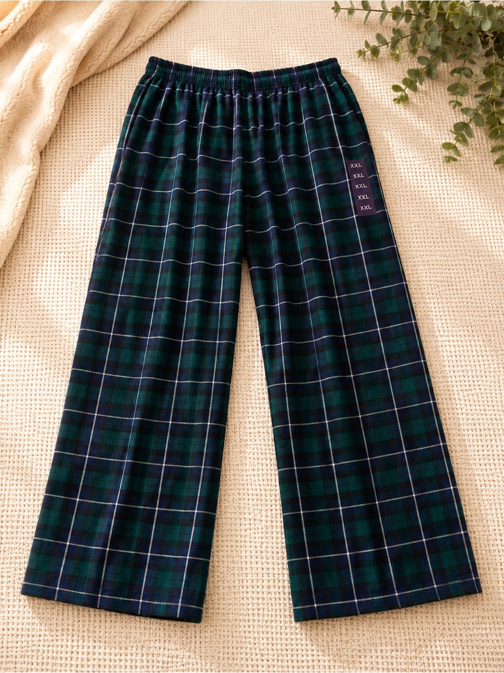 Men's Plaid Lounge Pants - Green/Blue